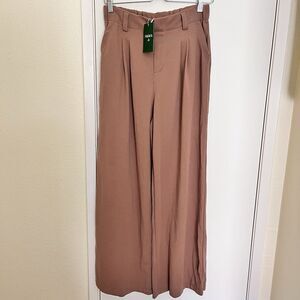 Halara Flex™ High Waisted Pocket Wide Leg Waffle Work Pants M Regular Rose Tan